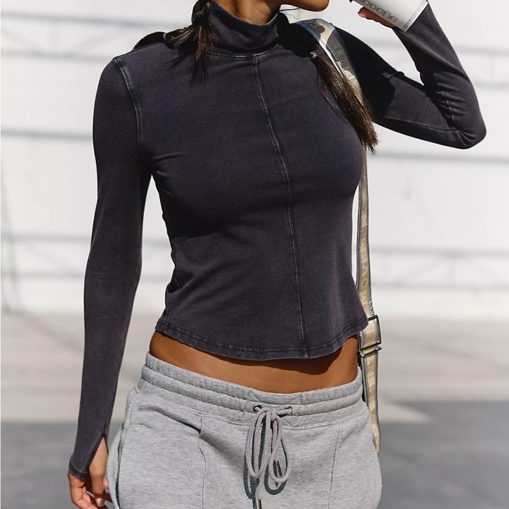 In The Game Turtleneck FP Movement free people black size L
